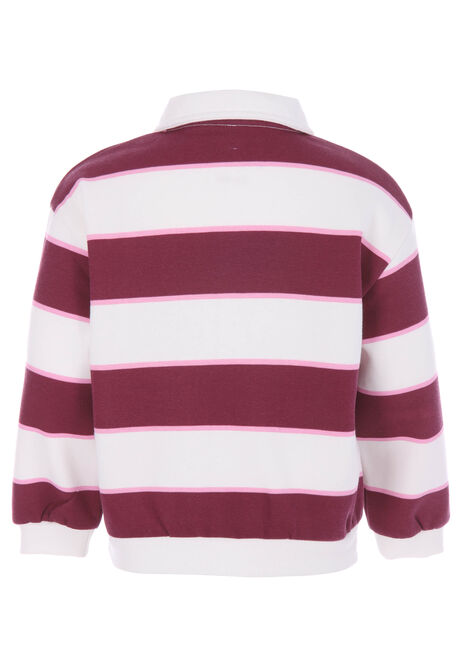 Younger Girls Burgundy Stripe Cherry Sweatshirt Top