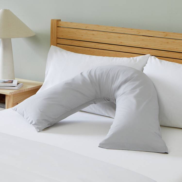 Habitat Cotton Rich 180 TC V Shape Pillowcase Pair-Dove Grey