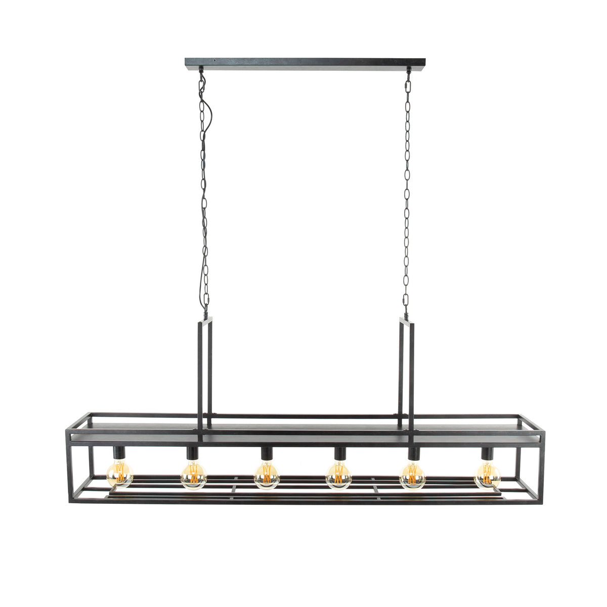 Giga Meubel Hanglamp Decorate - Zwart Metaal - 6-Lichts - 160x28x150cm