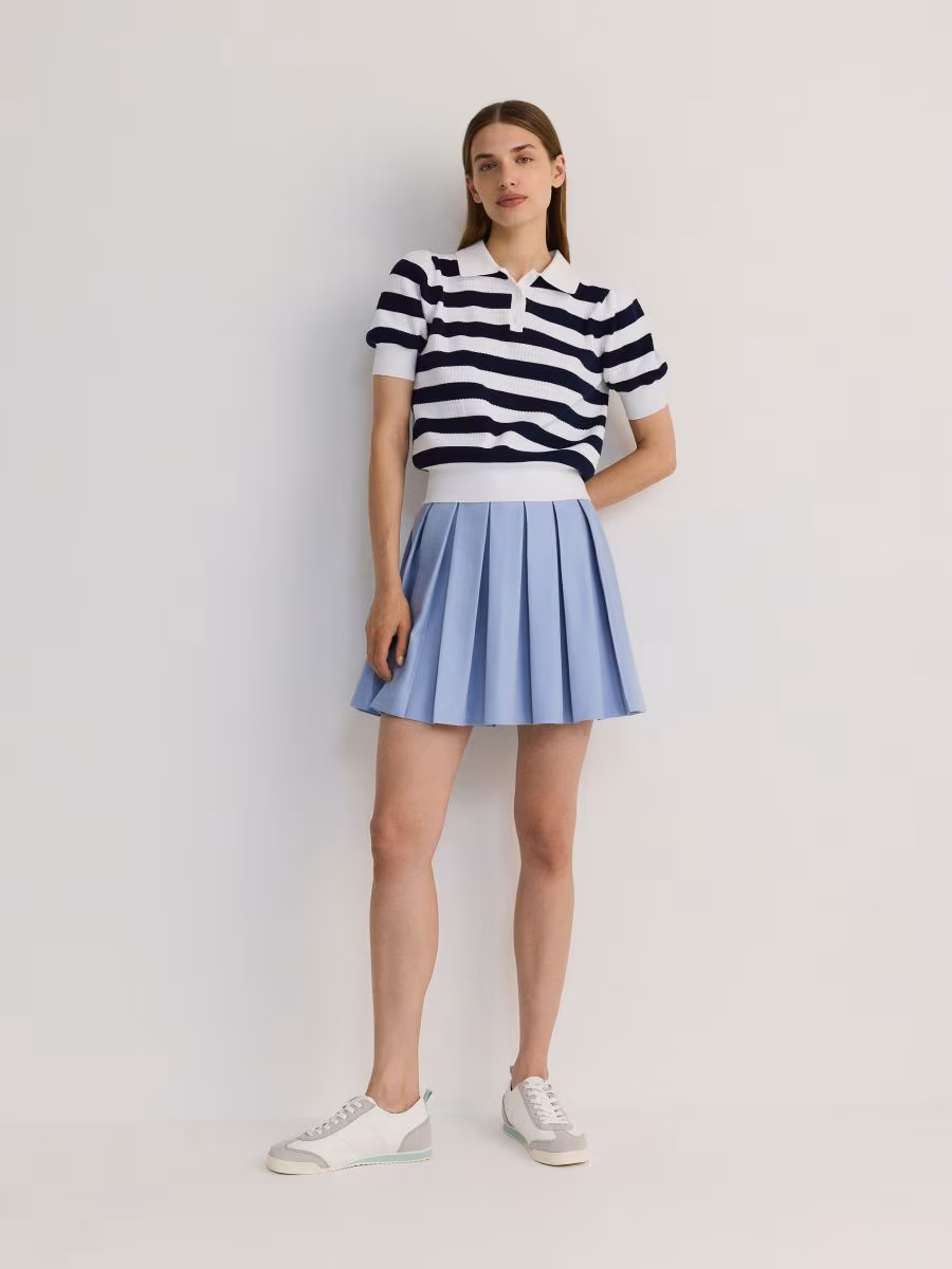Sports Style Pleated Mini Skirt