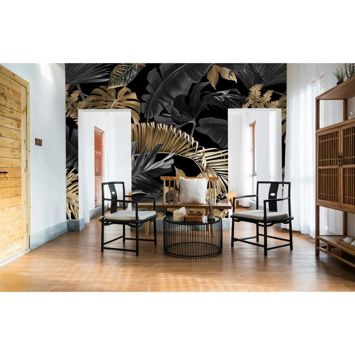 GUYANA GOLD - Papier peint panoramique en papier noir 384x300