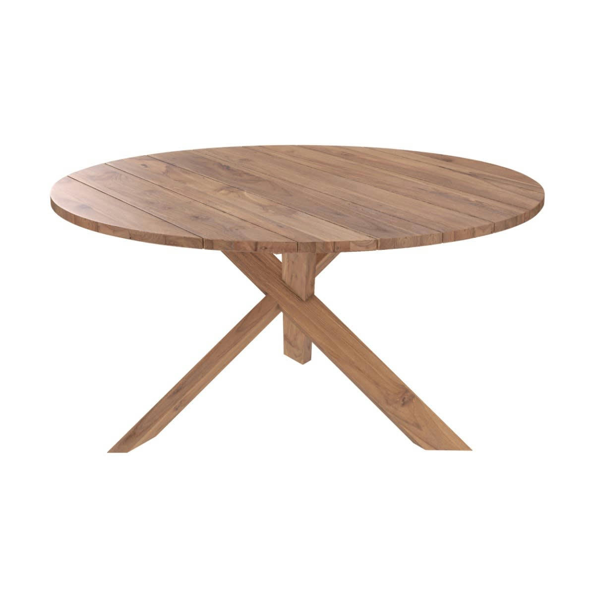 LAURE - Table ronde 8 personnes en bois de teck recyclé D150 cm