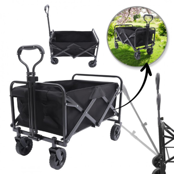 Wózek Transportowy Składany, Metalowy, Przyczepka Ogrodowa 72X47X68-87 cm