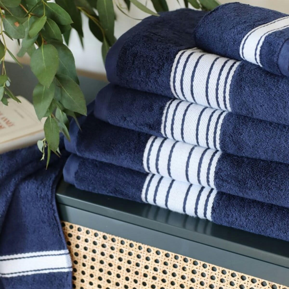 GRAND HÔTEL - Drap de bain coton bio Bleu Marine 100x150 cm