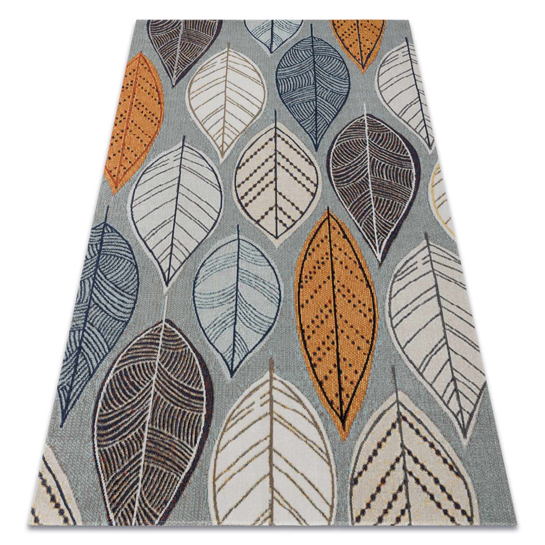 Dywan nowoczesny MUNDO E0641 liście outdoor niebieski / beż 120x170 cm