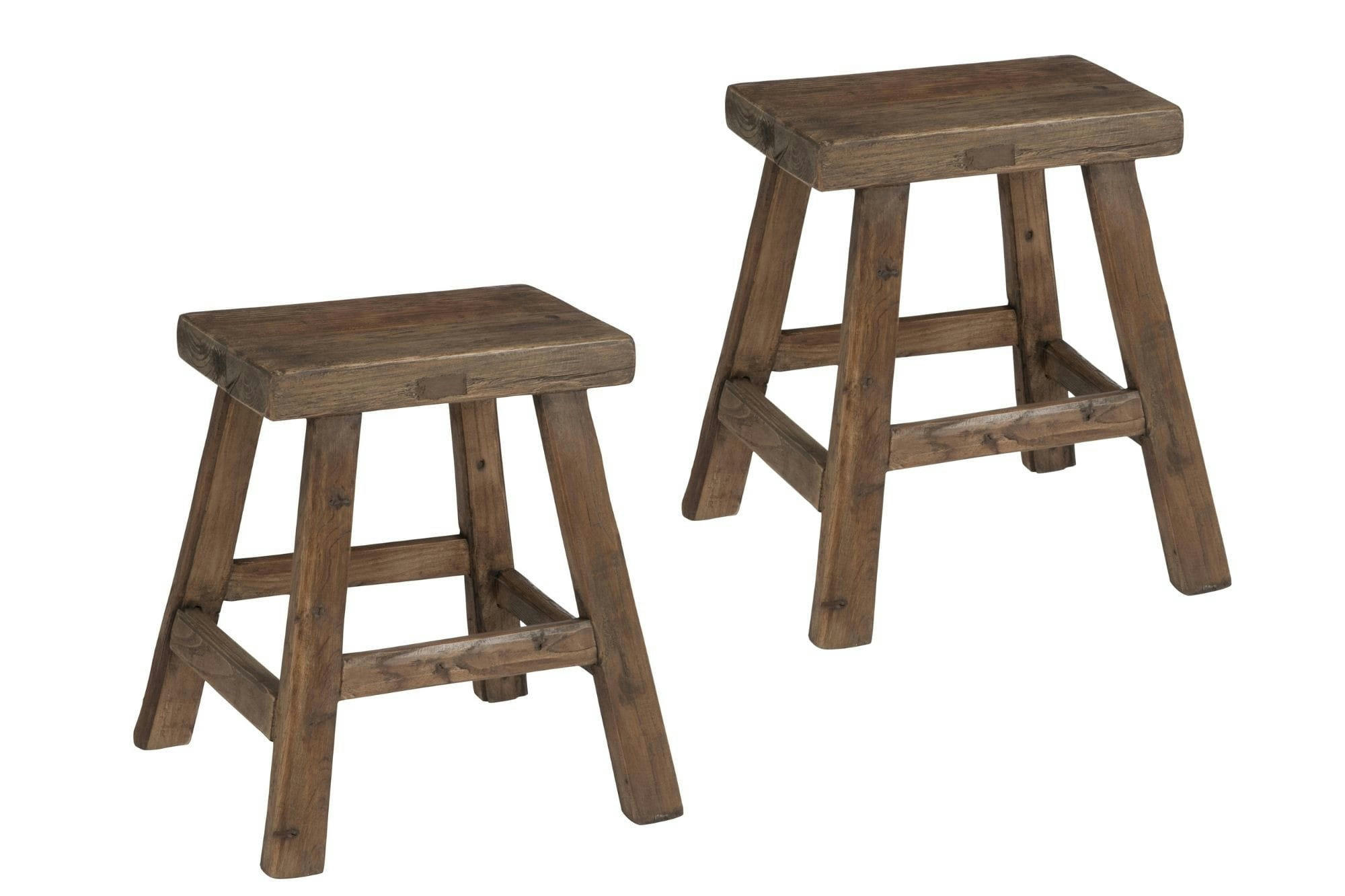 SAGARO - Lot de 2 tabouret en bois recyclé