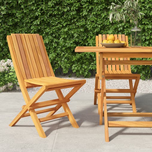 NNEVL Folding Garden Chairs 2 pcs 47x47x89 cm Solid Wood Teak