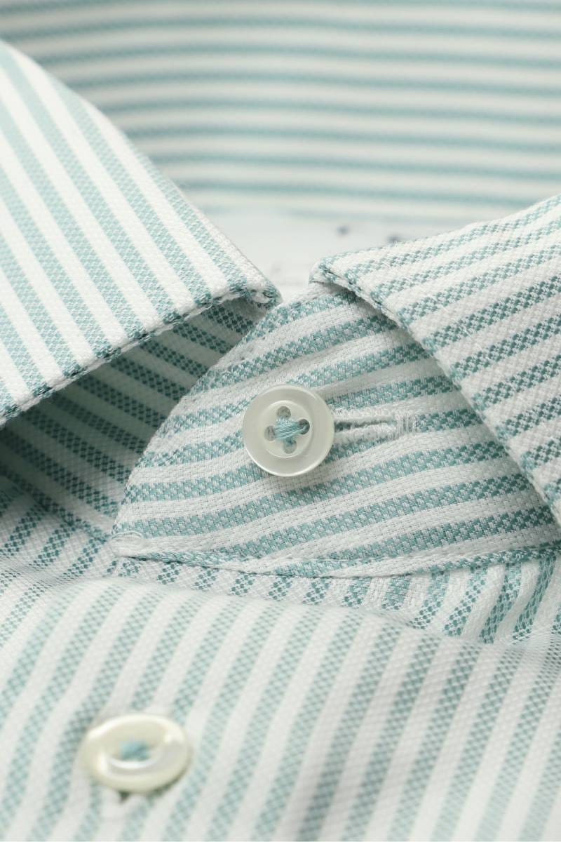 ETERNA Modern Fit Tencel Hemd grün, Gestreift