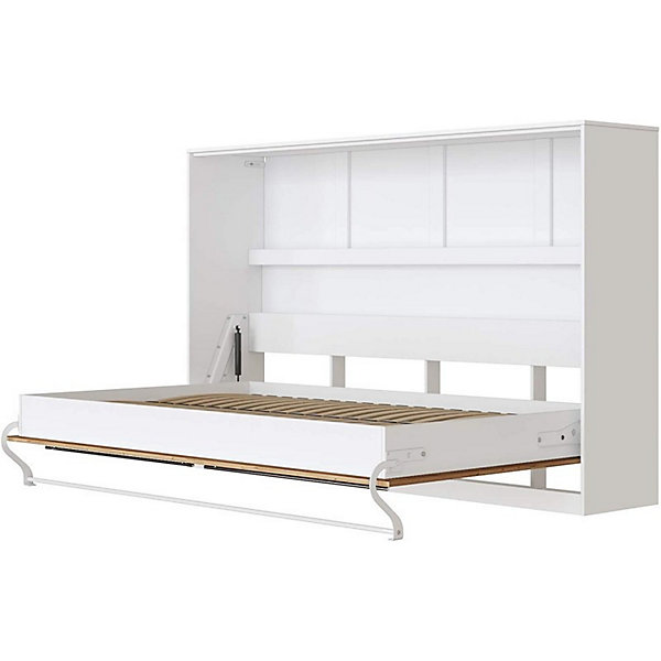 Armoire Lit escamotable 120x200cm Supérieur Horizontal Lit Mural Blanc-Chêne Sauvage