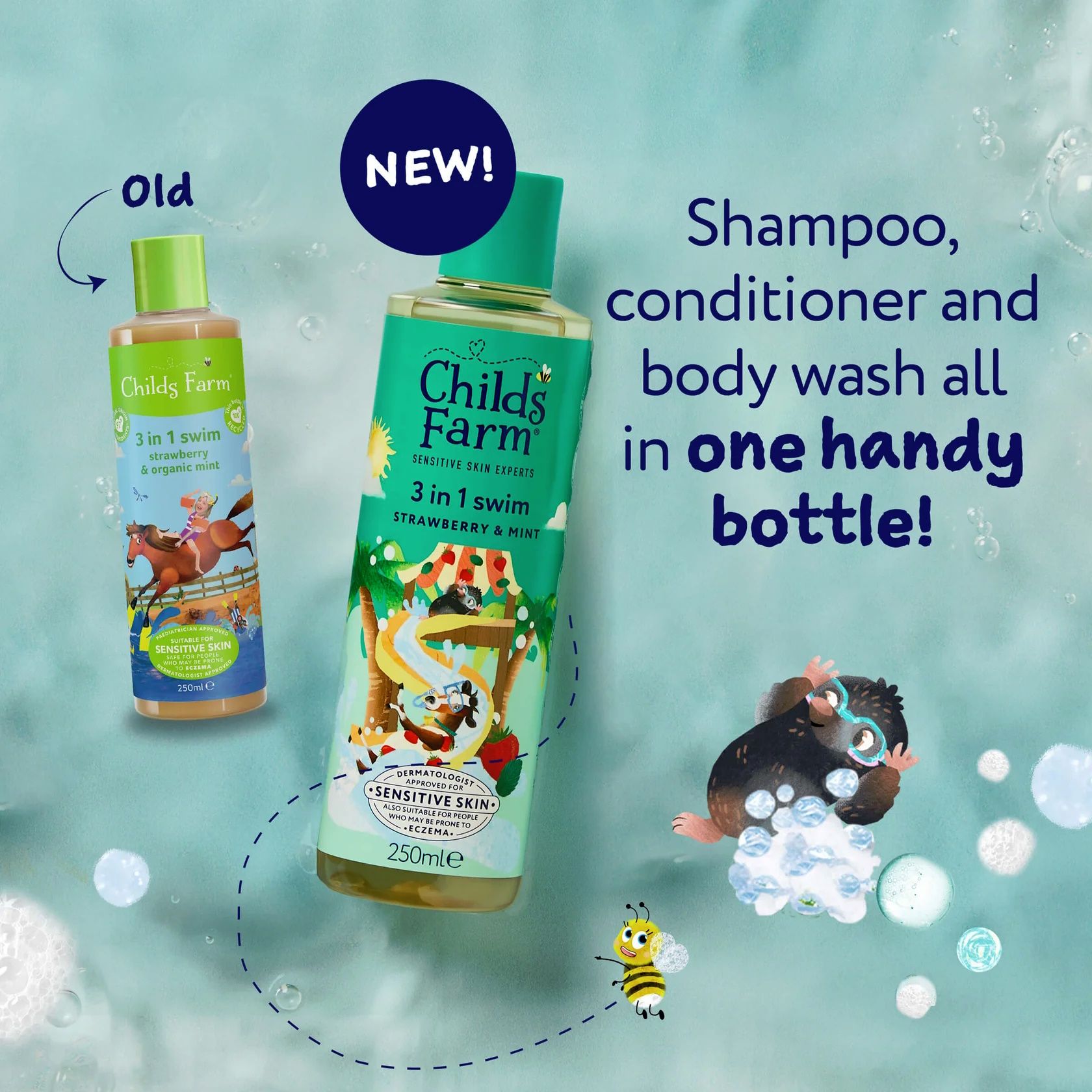 Child's Farm 3 in 1 Swim (Shampoo, Conditioner & Wash) Strawberry & Mint 250ml