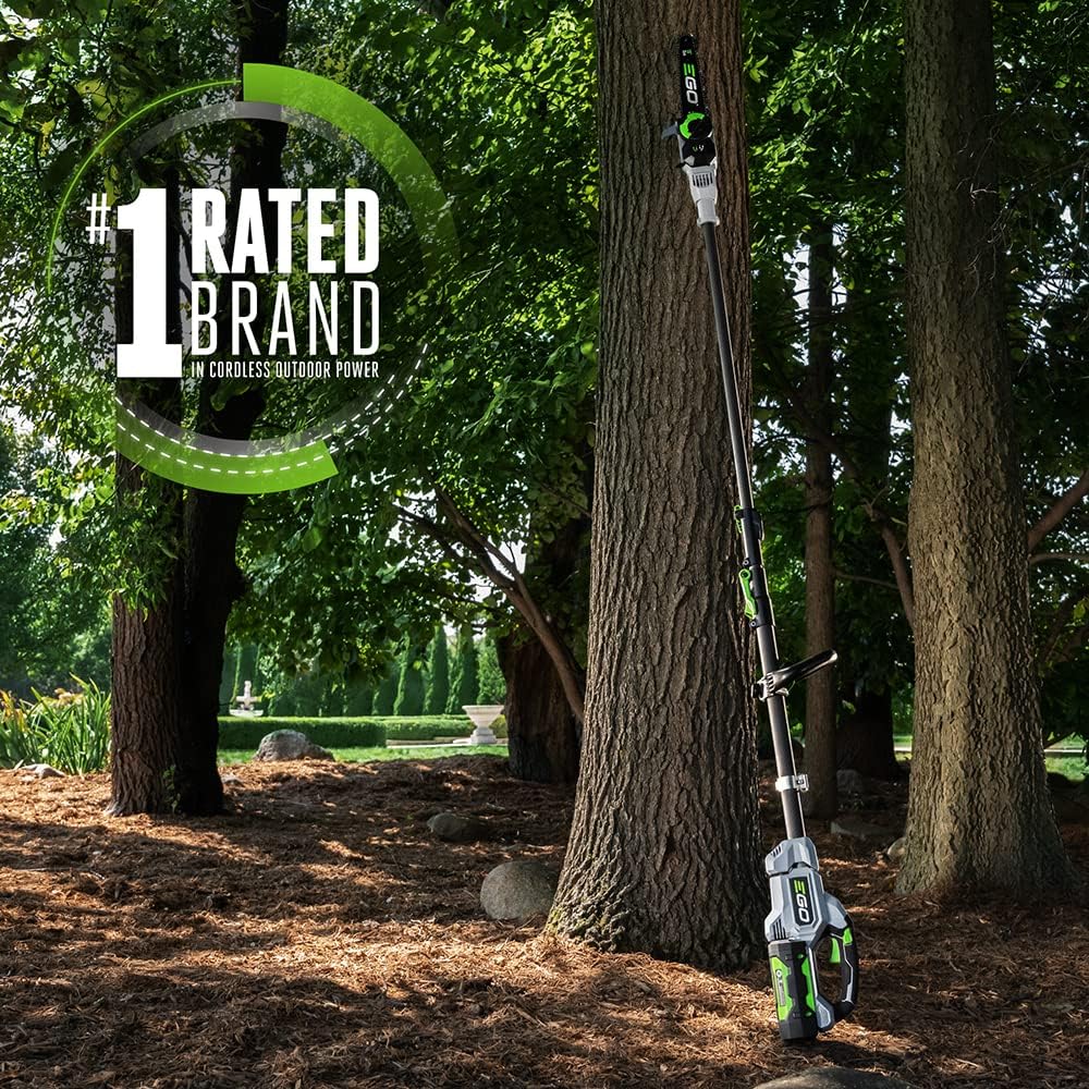 EGO Power+ Pole Saw  Cordless Electric Pole Saw for Tree Trimming with Telescopic LED Cut Line Indicator  Includes 56V 2.5Ah Battery and Charger - PS1001