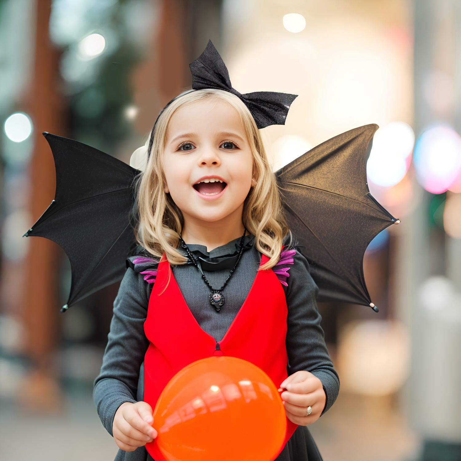 Cerchietto Halloween ali pipistrello nero