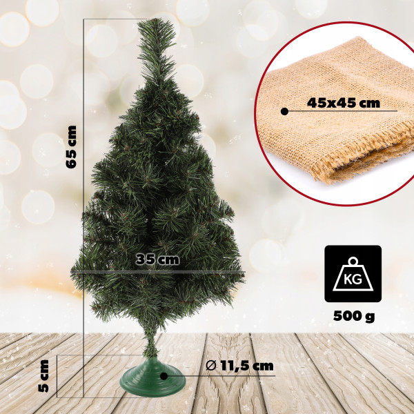 Choinka sztuczna Mała Ozdobna 60 cm Zielona Juta