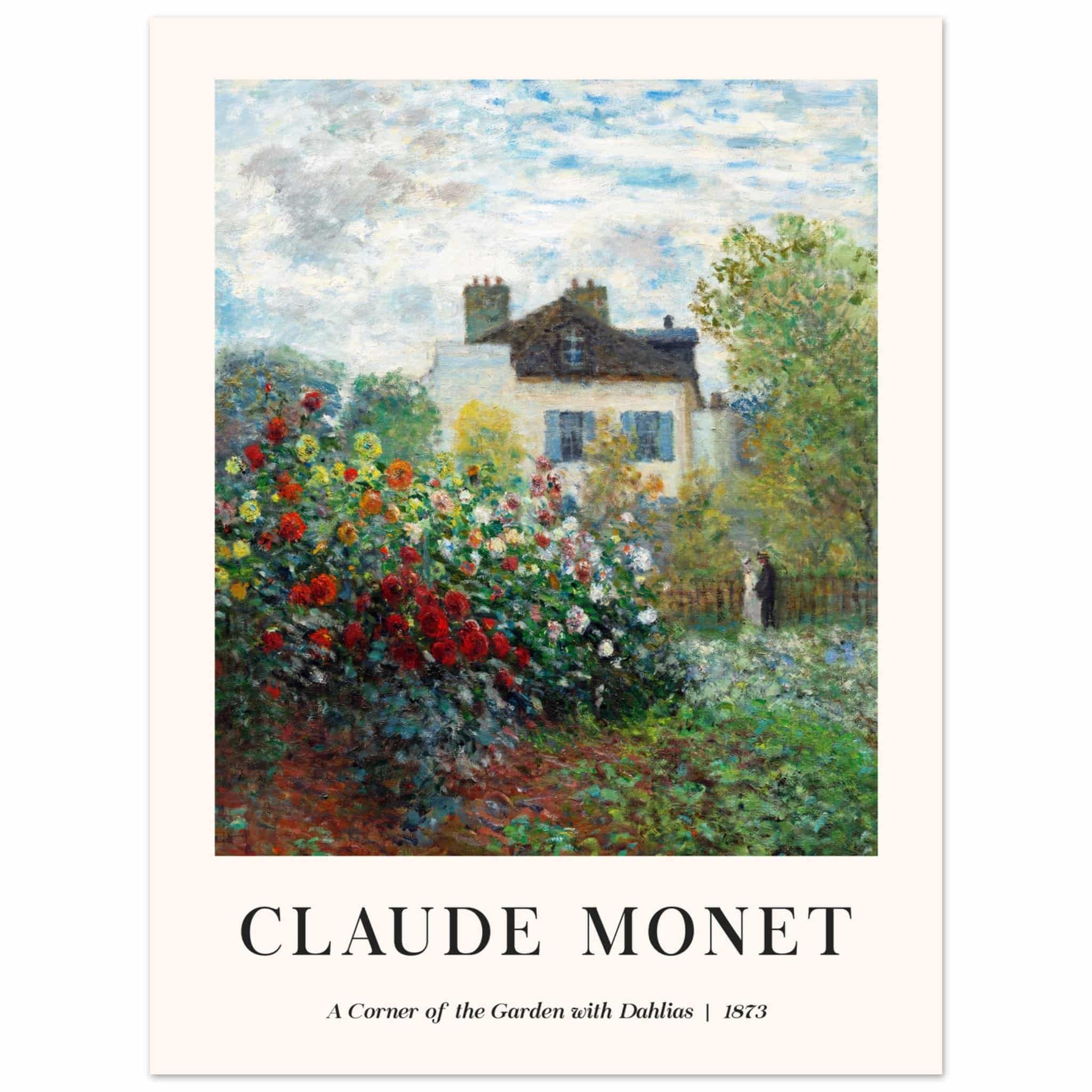 Artfulprints Poster Claude Monet - A corner of the garden with dahlias  - 30x40 cm - Meerkleurig