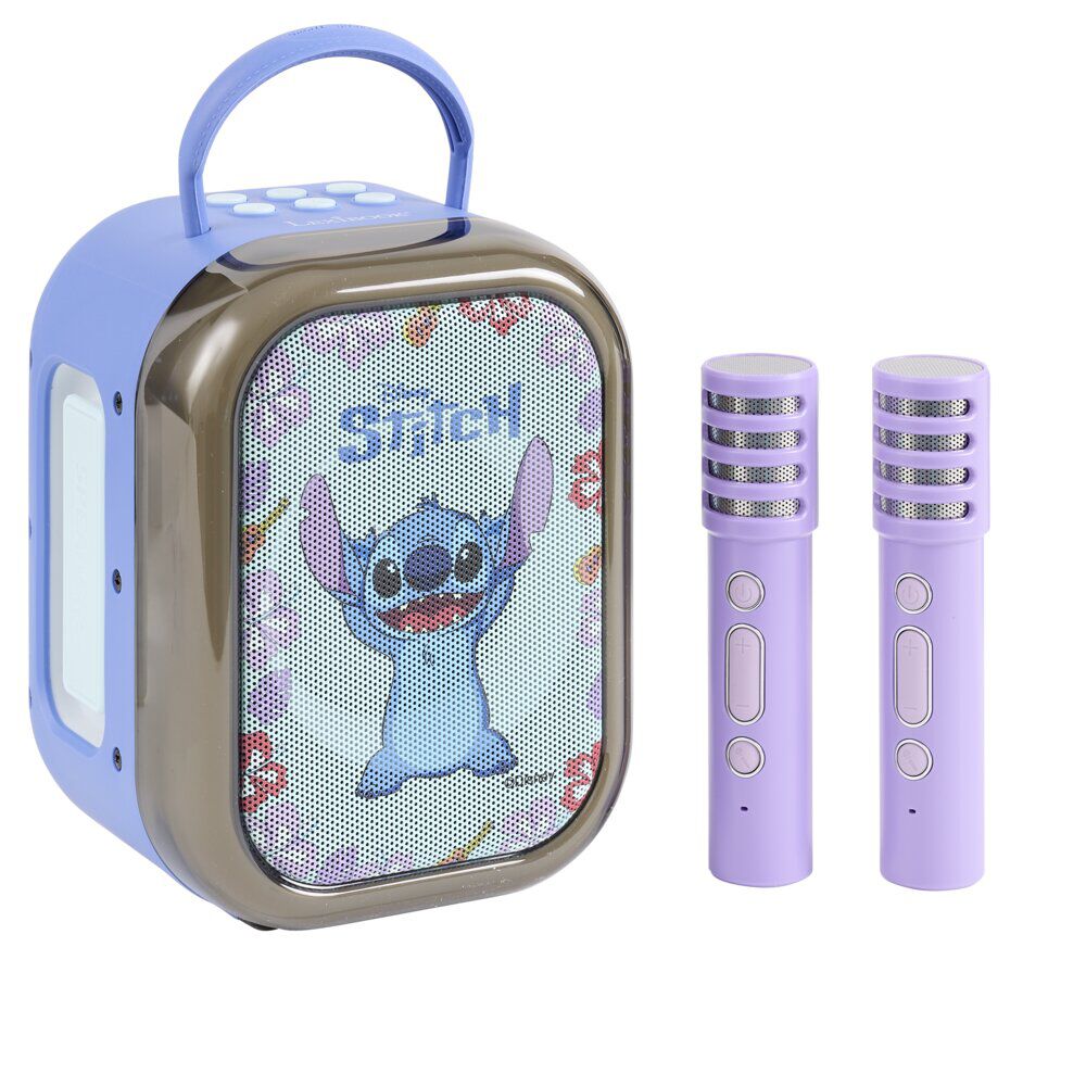Enceinte karaoké Stitch bluetooth plastique avec 2 micros H22cm