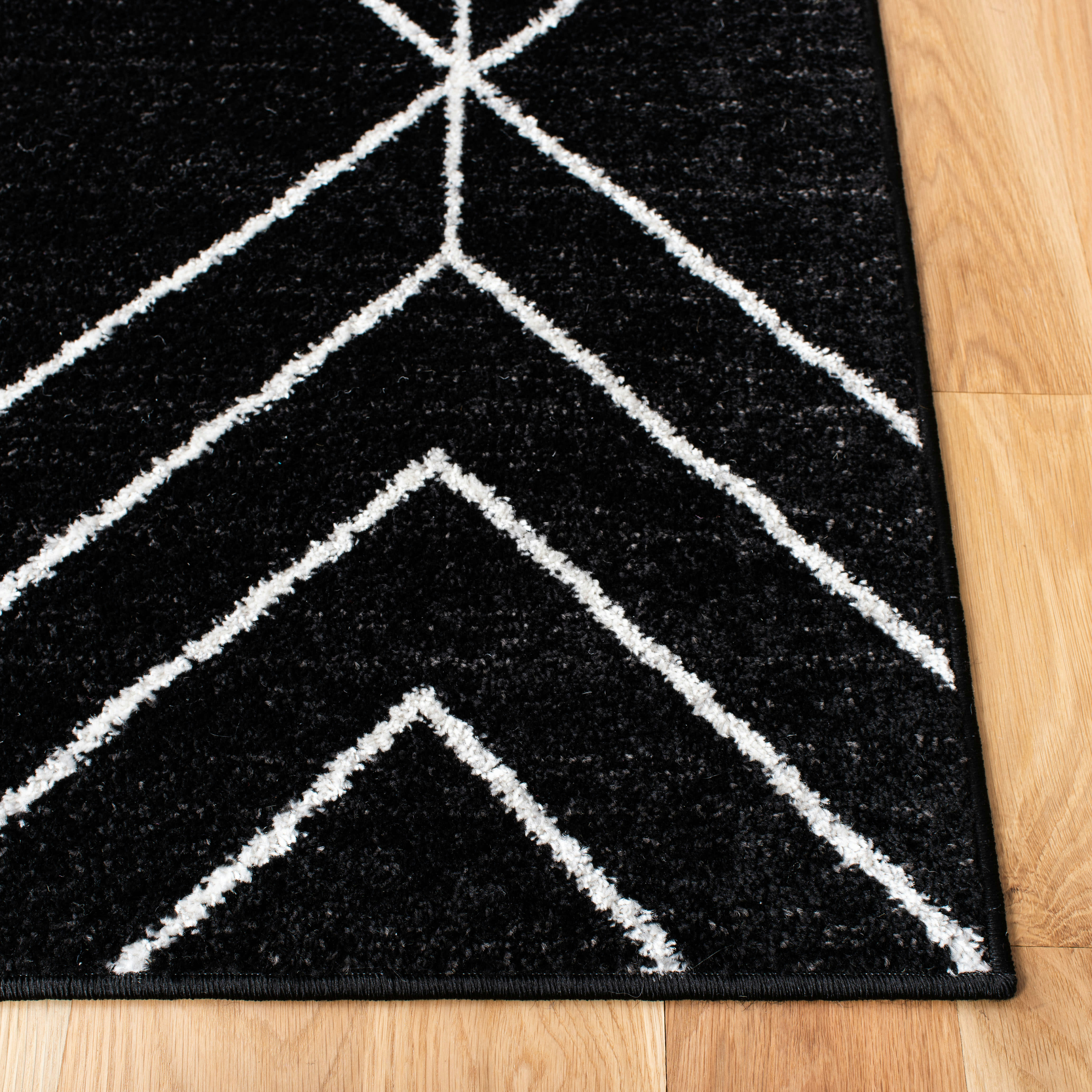 ADIRONDACK - Tapis de salon interieur en noir & ivoire, 122 x 183 cm