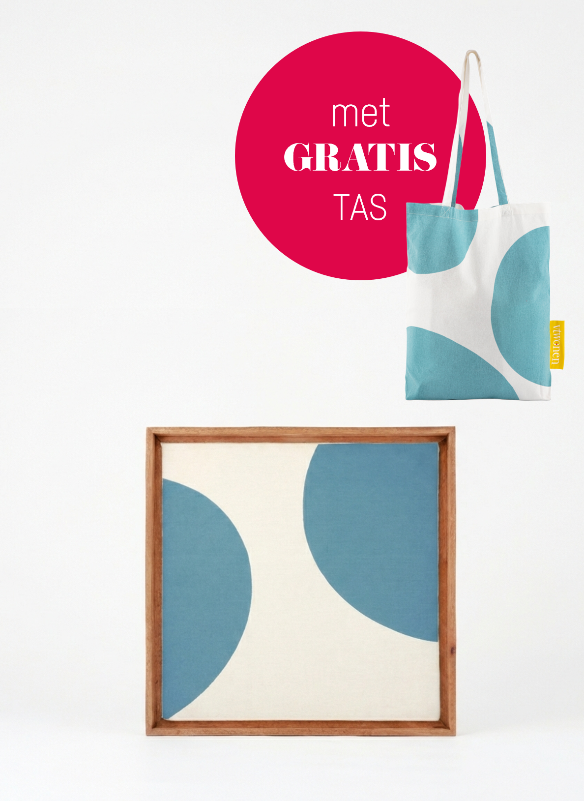 vtwonen - Wanddecoratie - Stippen - Hout - Lichtblauw - 60x80cm