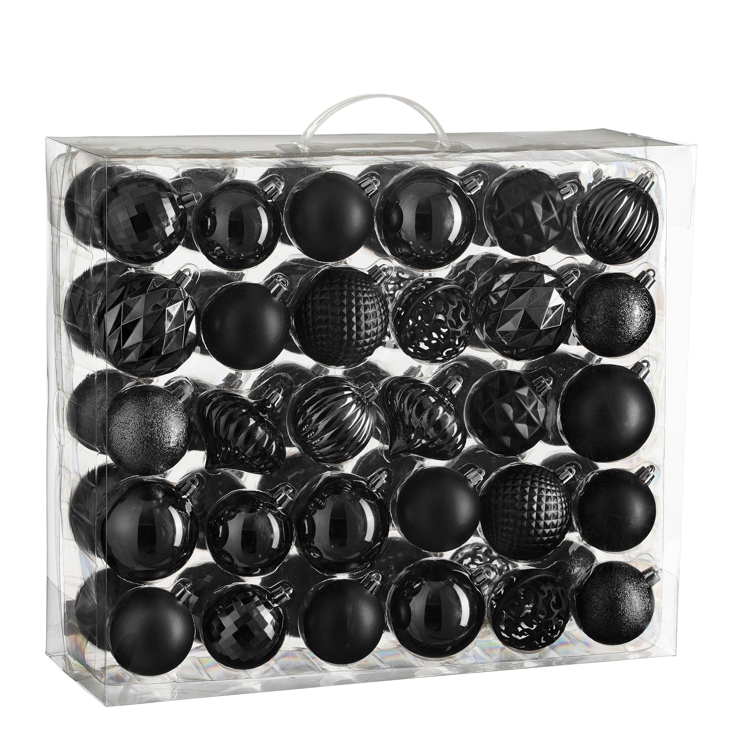 Mica Decorations Kerstballen Set - 60 Stuks - Ø7 cm - Onbreekbaar - Zwart