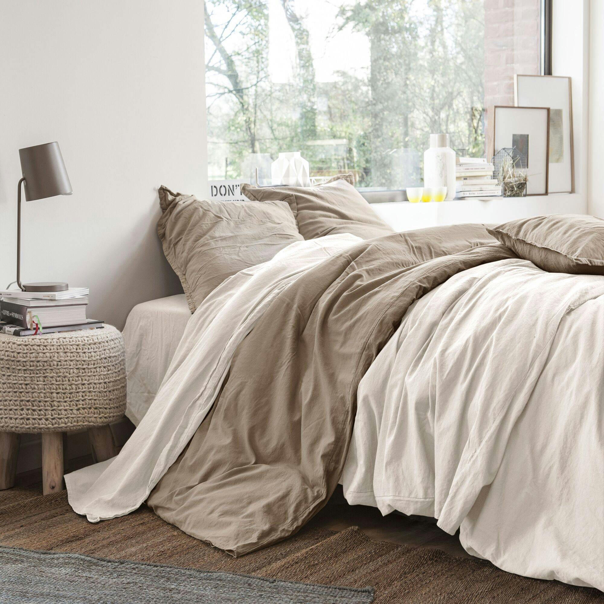 FLANDRES - Housse de couette en coton lin lavé blanc 140 x 200 cm