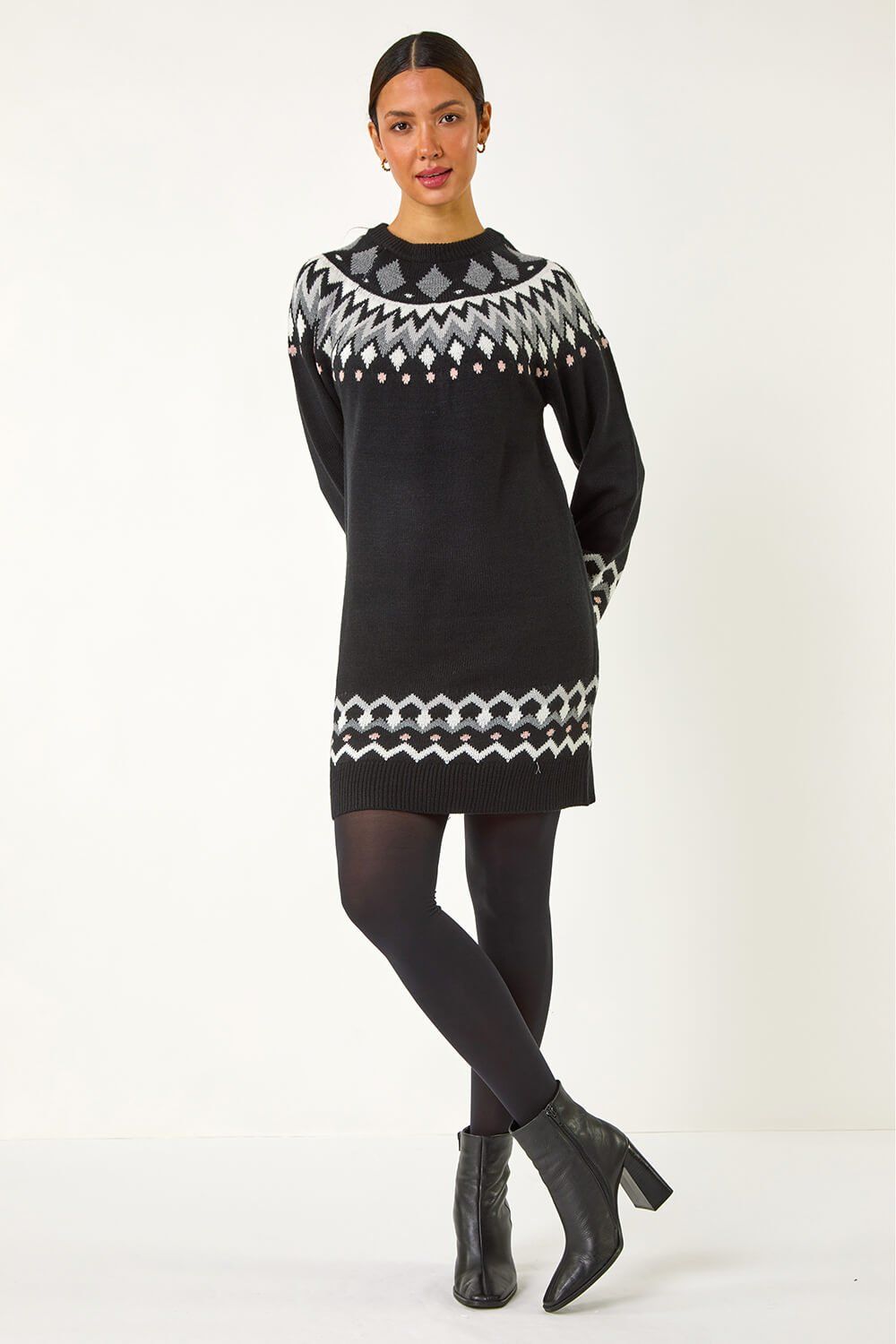 Roman Geometric Print Knitted Shift Dress