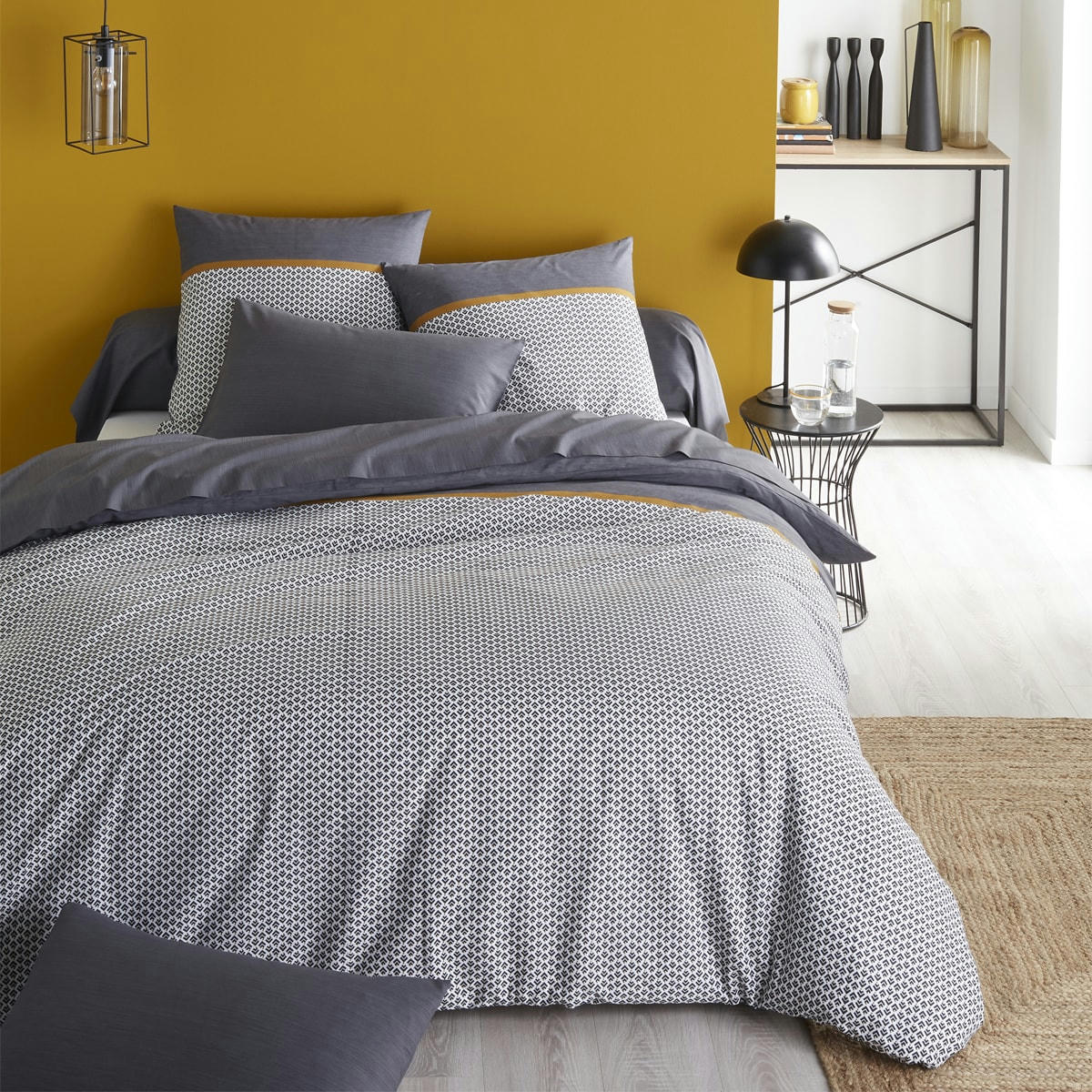ECORCE - Drap plat en bambou gris 240x300