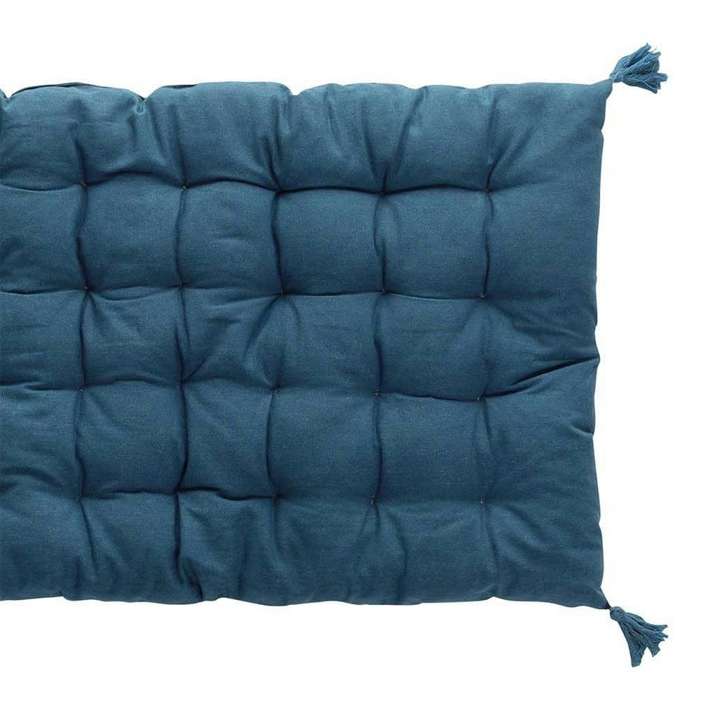 PACIFIQUE - Matelas de sol pompons uni turquoise coton 60x120cm