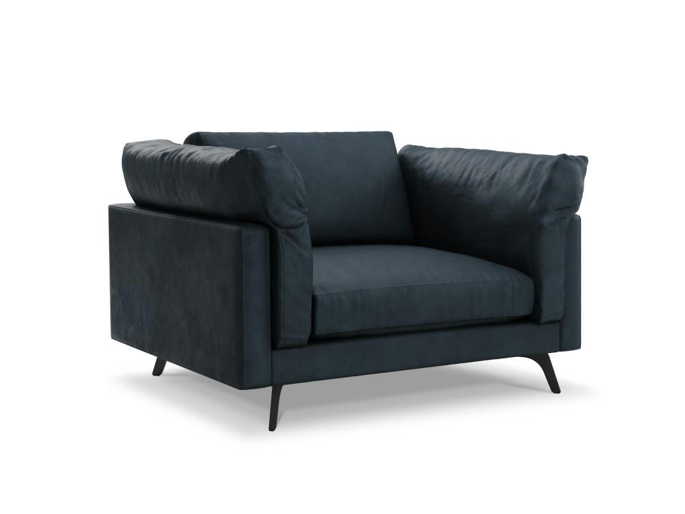 CAMILLE - Fauteuil 1 place XL en cuir bleu