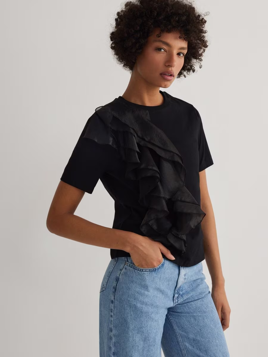 T-Shirt With Decorative Ruffle Detail