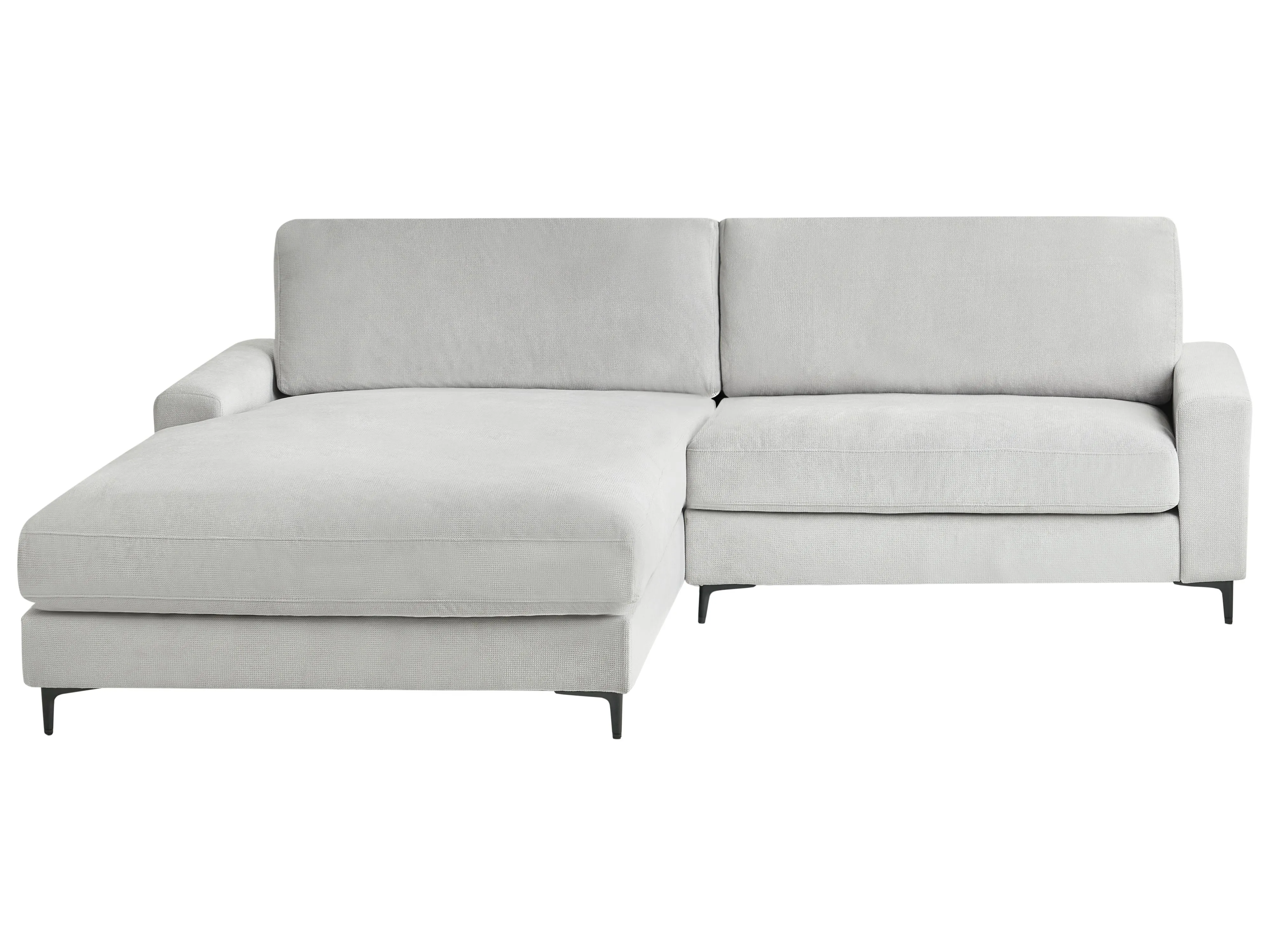 Corner Sofa 3 Seater MALOY Chenille Light Grey Right Hand