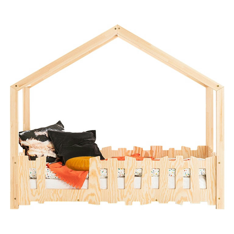 ANDRÉA - Lit cabane 90x200 entrée gauche sommier inclus naturel