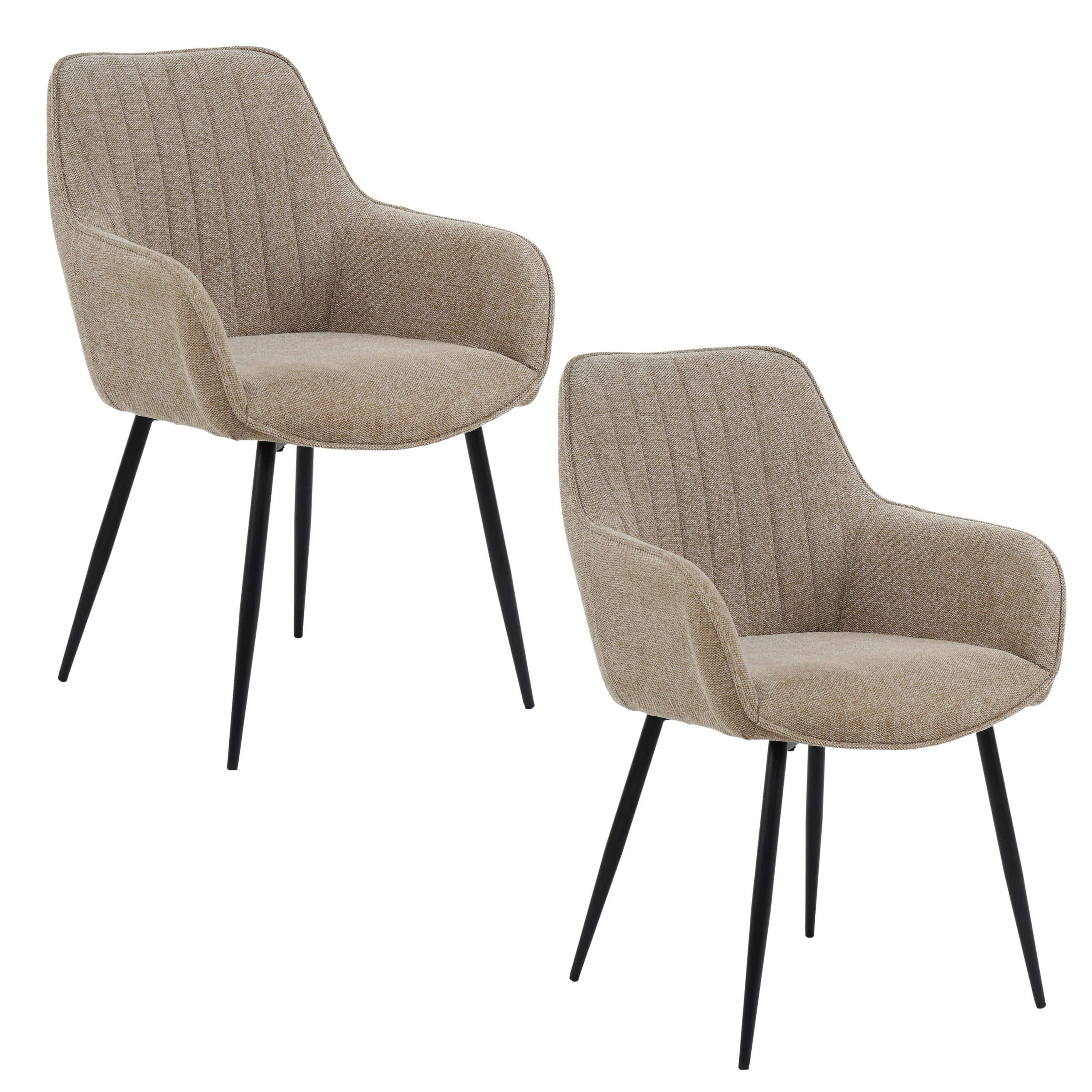 Housecraft Living Maud Eetkamerstoelen Armleuning Taupe - Set van 2