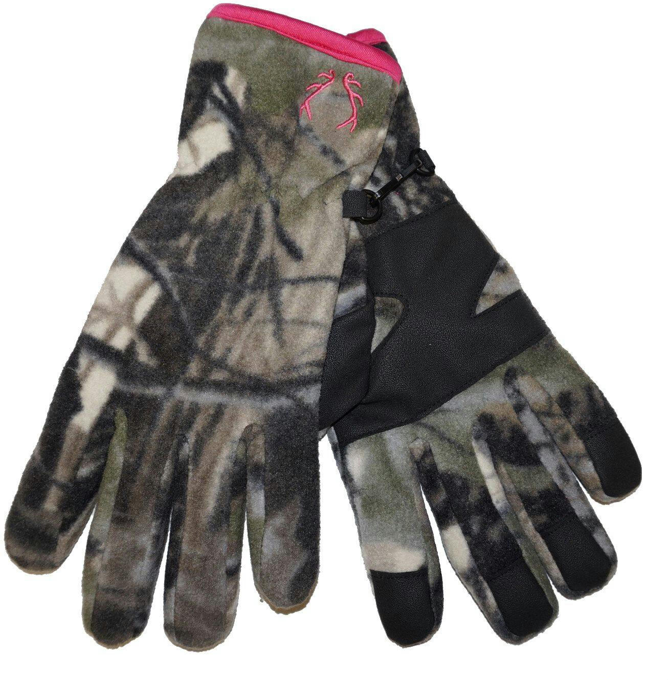 Hot Shot Women's Warm Insulated Fleece Hunting Gloves with Non-Slip Palm, Camo/Pink