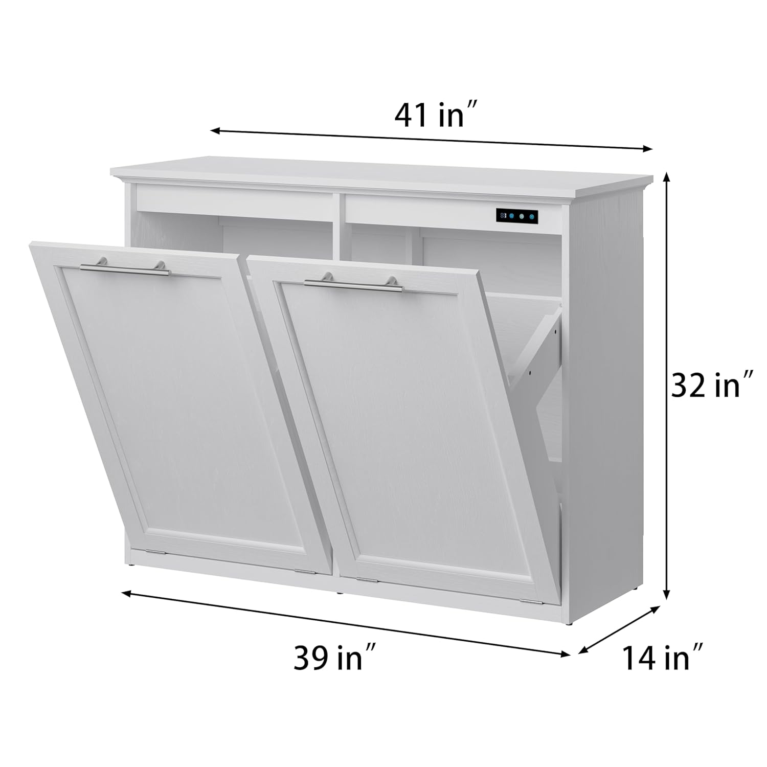 Tilt Out Trash Cabinet with Quick Installation and Deodorising Function, Wooden Trash Can Cabinet for Dining Room and Kitchen, White