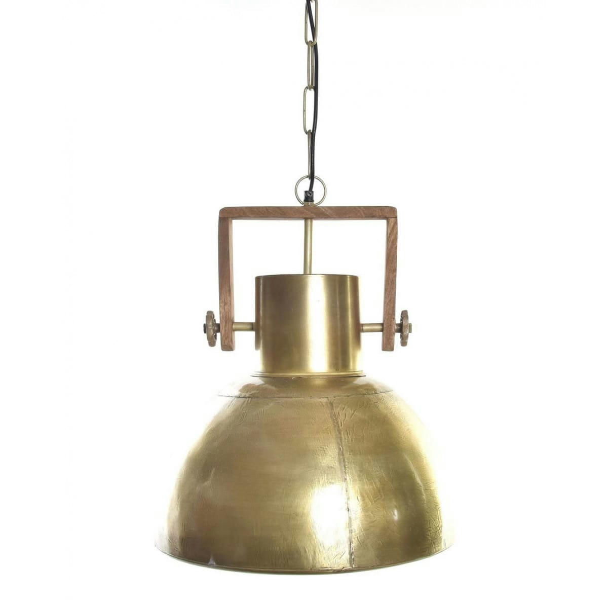 - Plafonnier en métal doré et bois de manguier 40x40x50cm