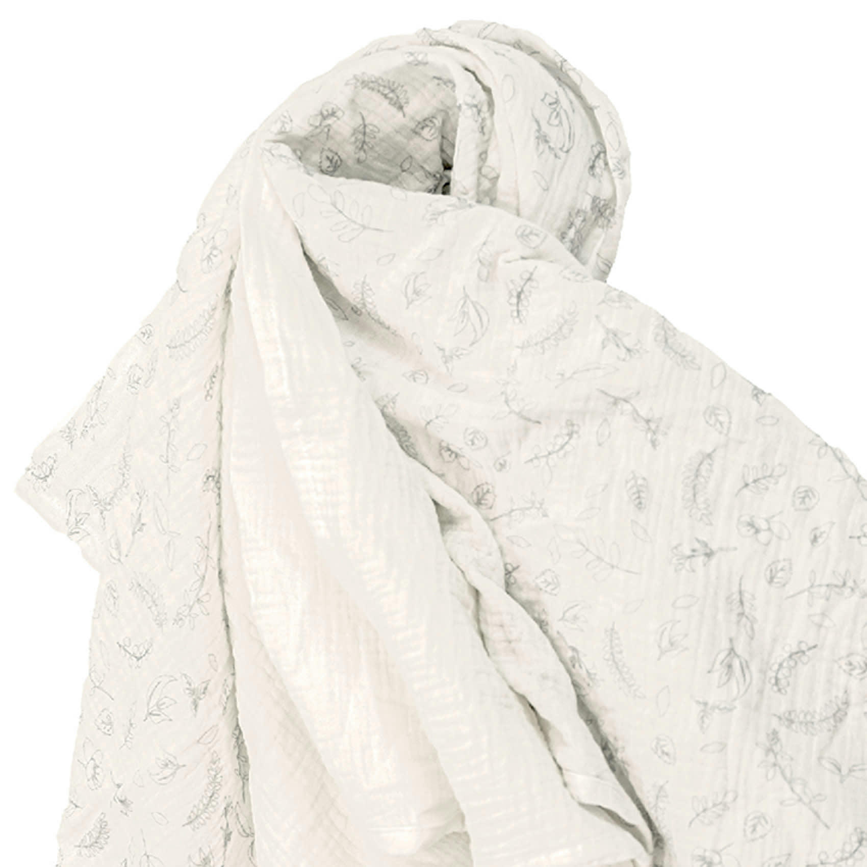 - Lot de 3 langes bébé Leafy Bunny en coton bio Ecru 60x60