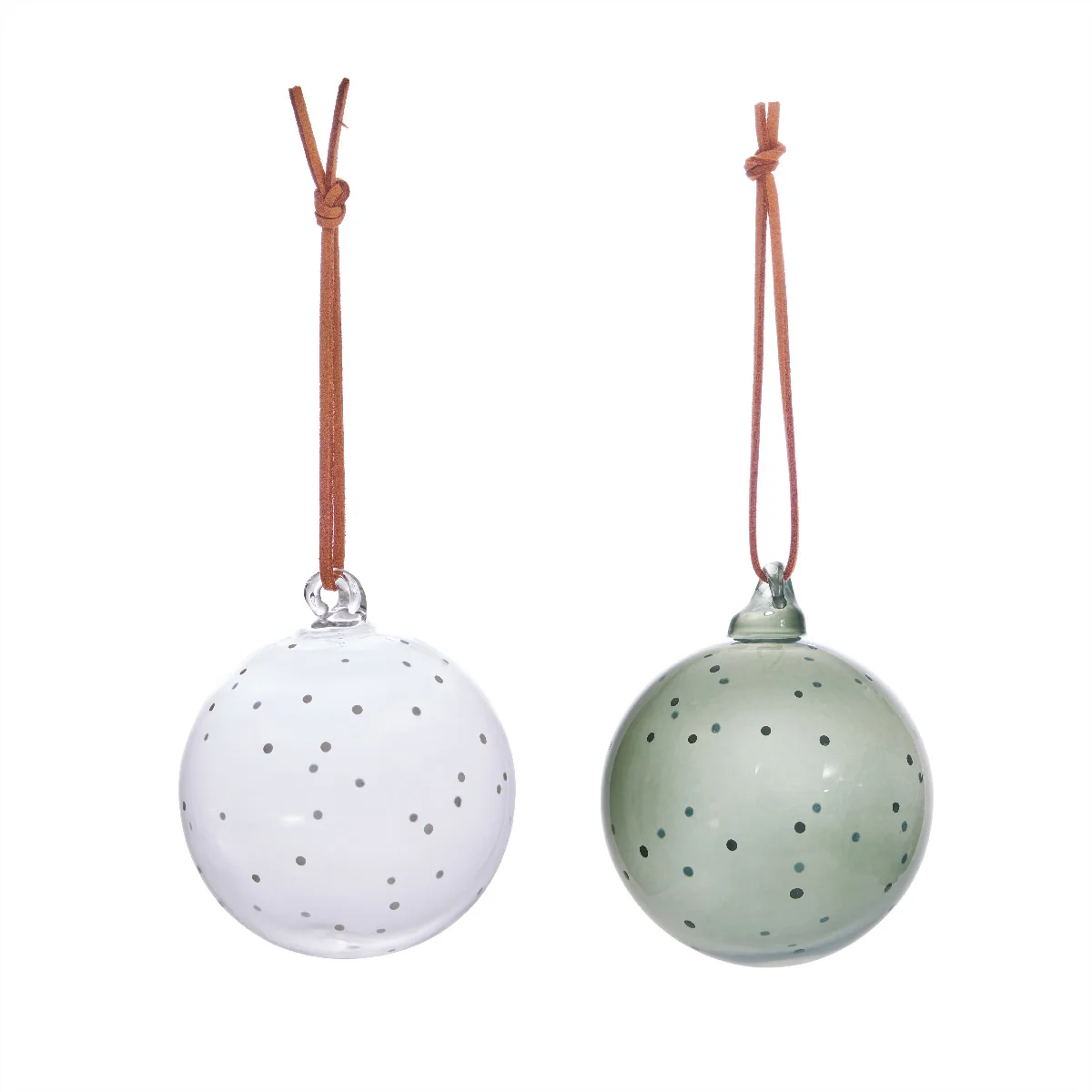 OYOY - Natale Weihnachtskugel, glas, klar / muskat (2er- Set)