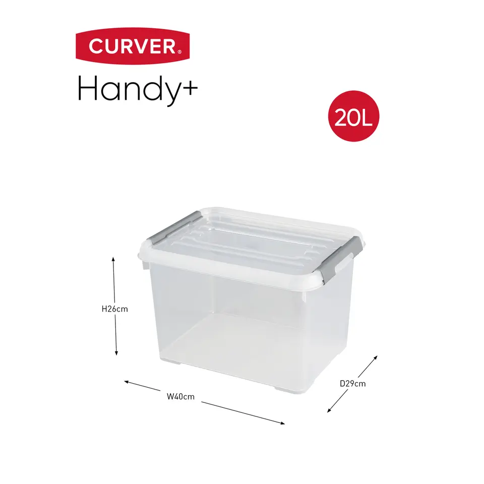 Curver Handy  Opbergbox - 20L - 3 stuks - Transparant met deksel