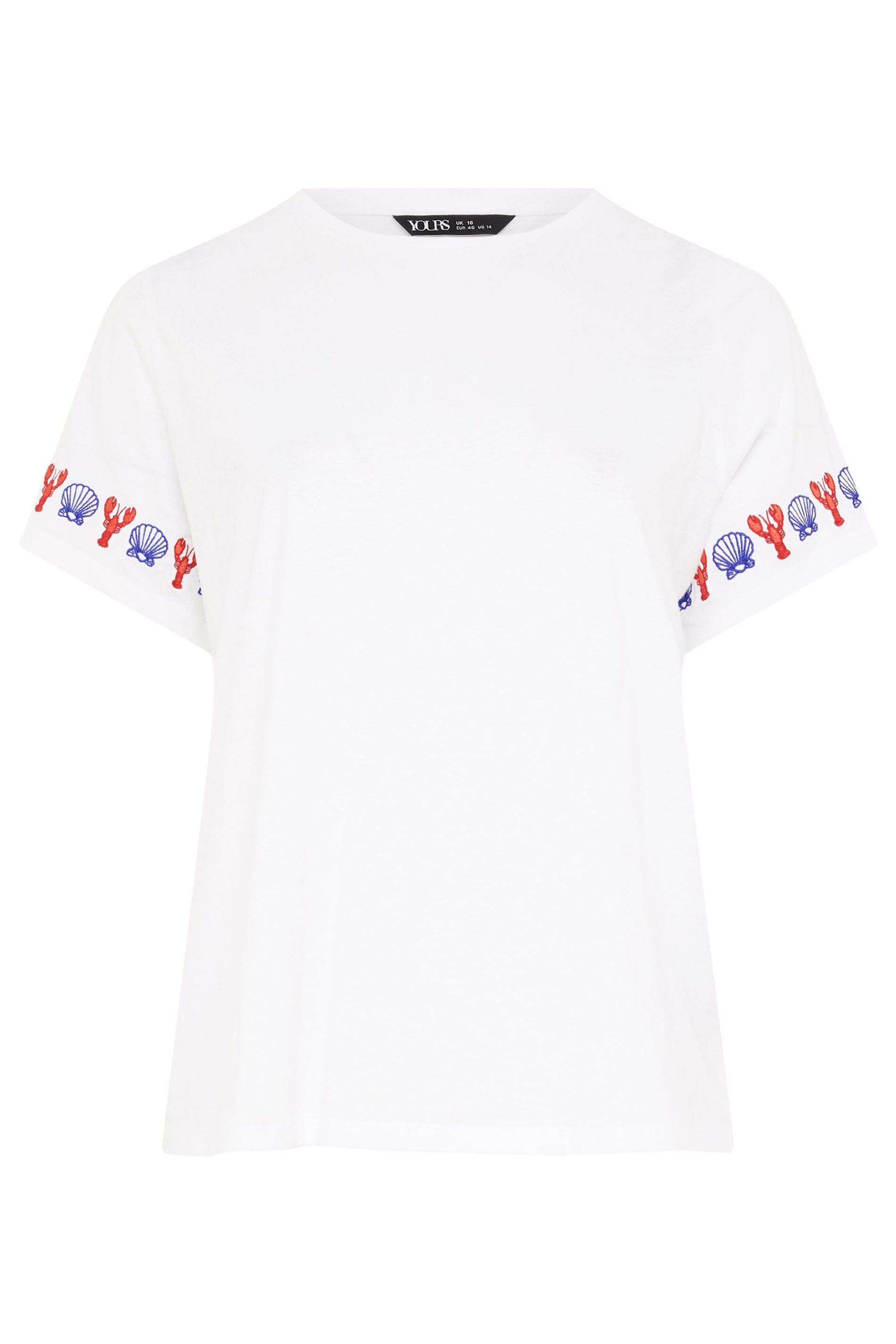 Yours Embroidered Lobster Sleeve Detail T-Shirt