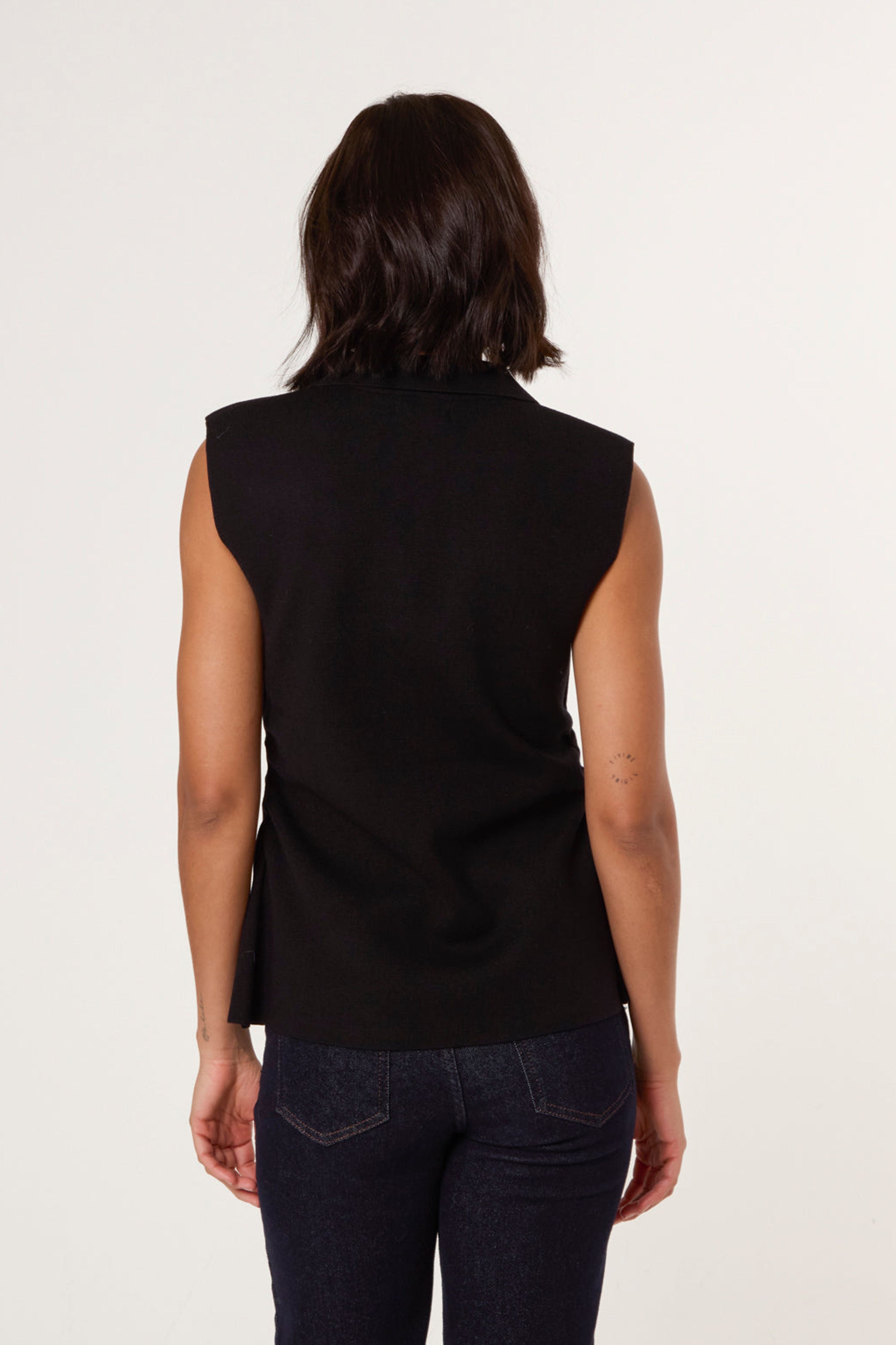 Blue Vanilla Black Gold Button Front Tailored Vest