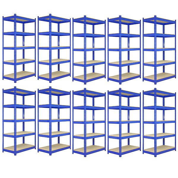 10 Rayonnages T-Rax Bleu en Métal 120 x 45 x 180 cm