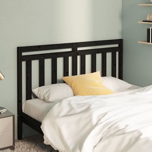 NNEVL Bed Headboard Black 156x4x100 cm Solid Wood Pine