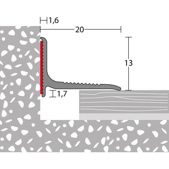 Wandanschlussprofil, BxH: 19.8 x 13.1 mm, selbstklebend