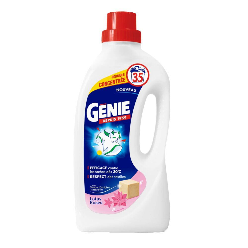 Lessive liquide Génie fleurs de lotus roses 35 lavages 1,4L