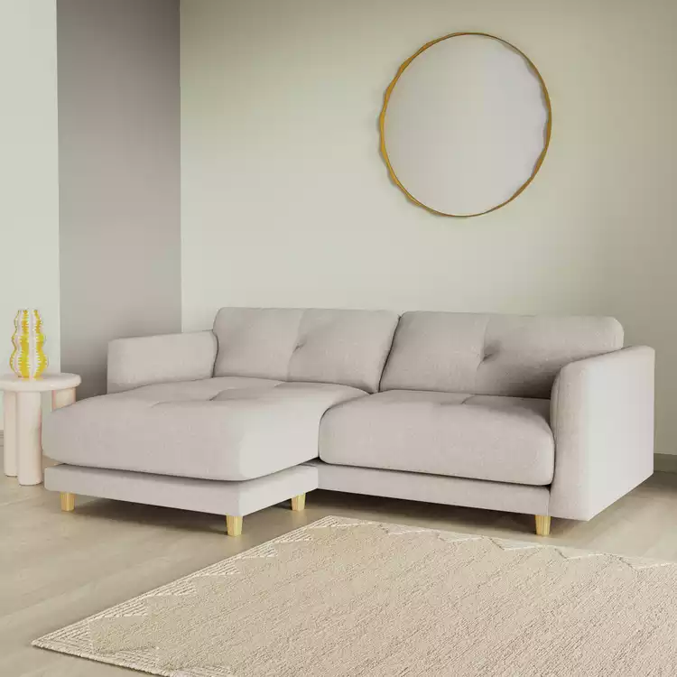 Habitat Emely Reversible Chaise Sofa - Stone - Ash Leg