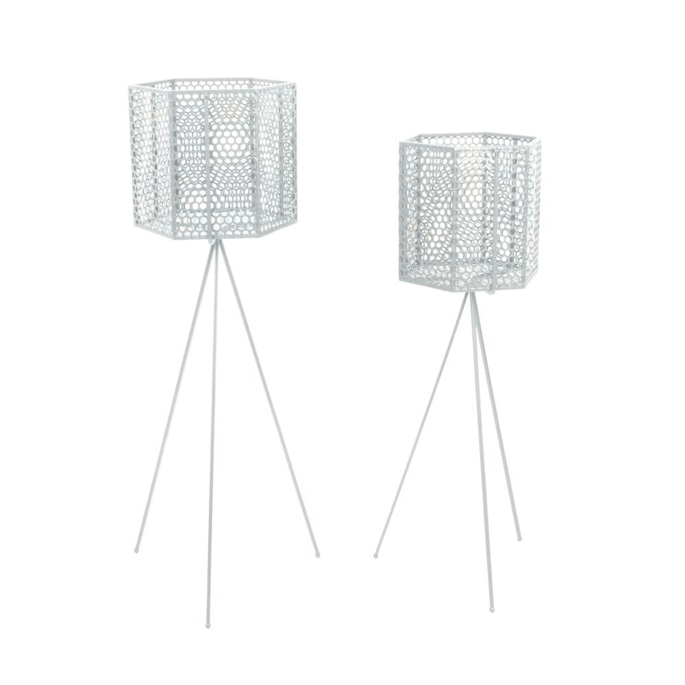 MESH HEXAGON - Set de 2 pots à fleurs noirs