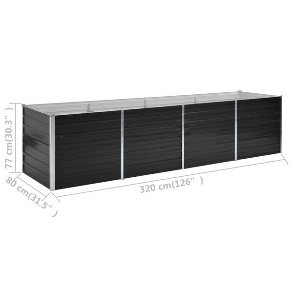 vidaXL Garden Raised Bed Anthracite 126"x31.5"x30.3" Galvanised Steel