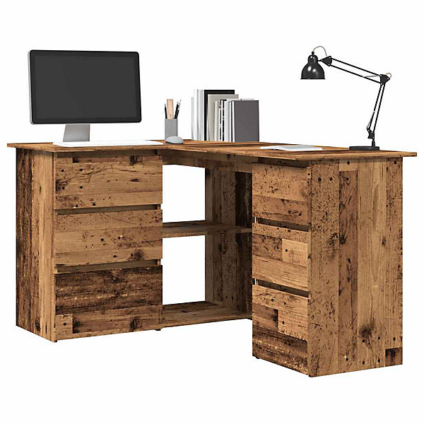 Bureau d'angle vieux bois 145x100x76 cm bois d'ingénierie vidaXL