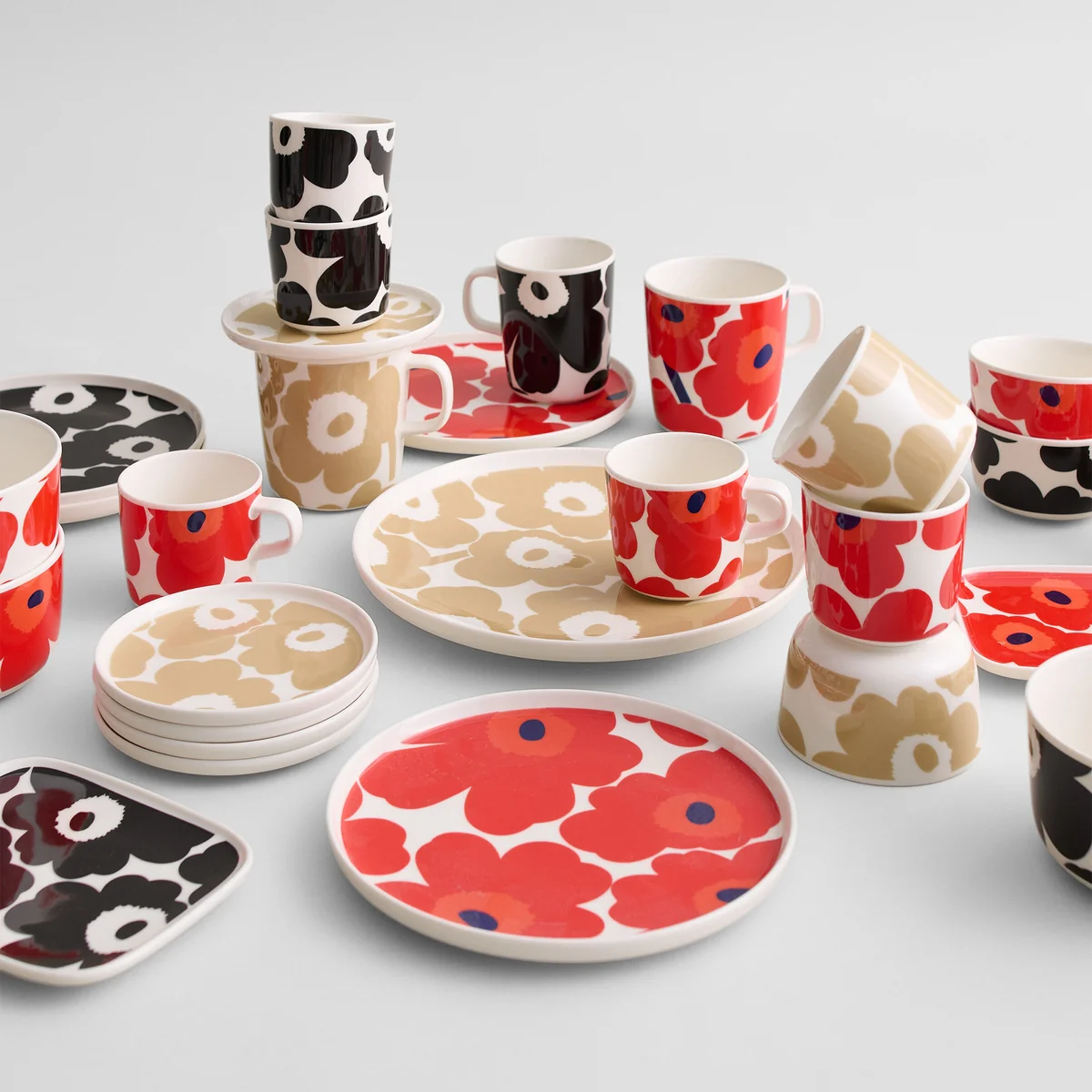Marimekko - Oiva Unikko Teller, Ø 13,5 cm, beige / weiß