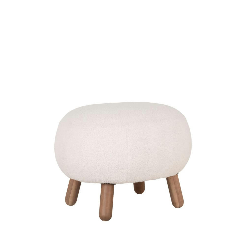 SAVONA - Repose-pieds en tissu bouclette ecru