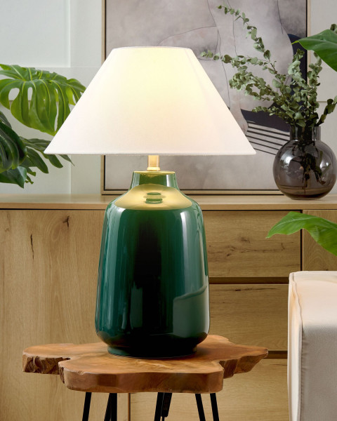 Lampa stołowa ceramiczna ciemnozielona